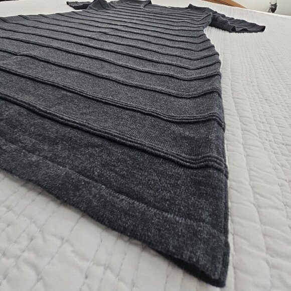 Calvin Klein Ribbed Bodycon Midi Dress Women's Large Grey Long Sleeve EUC - Picture 3 of 16